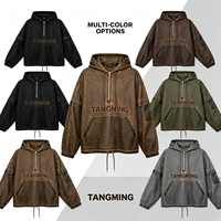Veste Anorak à Capuche Demi-Zip Vintage Délavée Personnalisée OEM pour Homme, Hoodie Streetwear Oversize avec Logo Brodé Personnalisé