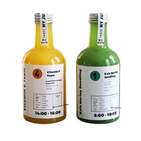 Bouteille créative jetable carrée en PET avec sérigraphie, col long, pour jus de fruits et légumes fraîchement pressés, lait