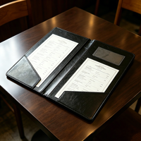 Porte-menu en cuir PU personnalisé avec logo, double pochette, pour restaurant, café, bar, porte-contrôle de comptes