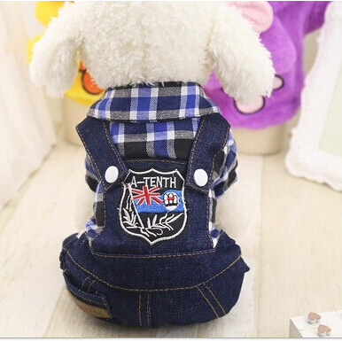 Four-legged plaid denim dark blue