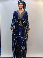 Robe musulmane en coton, Abaya, Robe longue brésilienne, Kaftan, avec haut à col en V et sequins, coupe ample et tendance