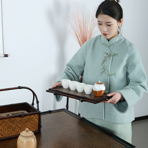 Handmade Bamboo Woven Tea Box Rectangle 38x25cm Lacquered <b>Storage</b> <b>Basket</b> Living Room Use - Product Image 3