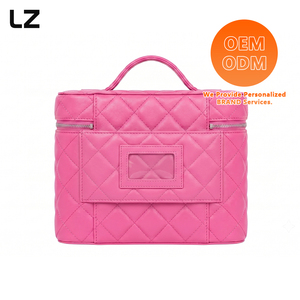 Bolsa de Maquillaje Acolchada de Cuero PU LZ Manufacturer, Organizador con Espejo y Divisores, Estuche de Cosméticos y Artículos de Aseo con Correa para Equipaje - Product Image 4