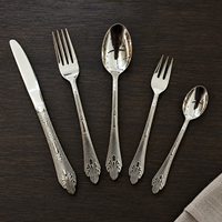 Ensemble de couverts en acier inoxydable 410, manche gravé vintage, poli miroir, compatible lave-vaisselle, facile à nettoyer, pour mariage, banquet, hôtel
