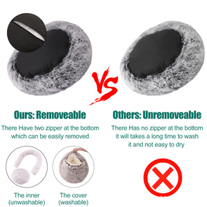 Venta al por mayor cama de perro de felpa personalizada de terciopelo de cristal cálida y redonda Cama de Gato medio envuelta Cama de Gato de felpa para dormir profundo - Product Image 5