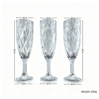 Ensemble de 6 verres gobelets transparents gaufrés, style vintage rétro, à coupe diamant, sur pied, 15 oz, qualité alimentaire, pour eau, vin, jus, vente en gros, mariage, fête, bar
