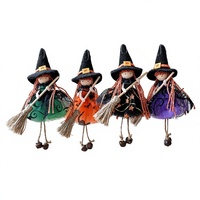 Poupées sorcières suspendues avec balai et jupe en gaze, décoration d'Halloween pour intérieur, Halloween Squishy