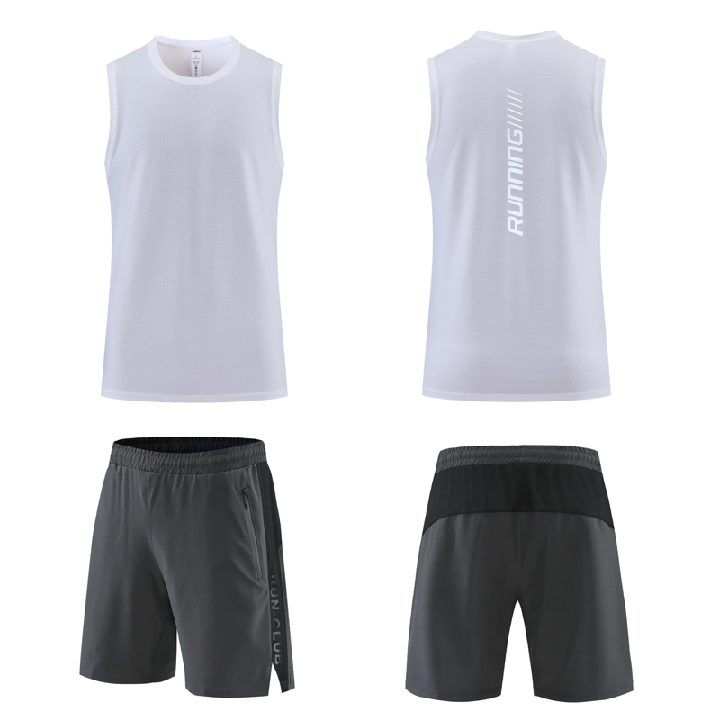 white tanks +grey shorts