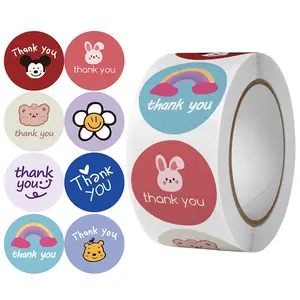 1 इंच जहाज के लिए तैयार दौर धन्यवाद आप स्टिकर छोटे व्यवसाय के लिए फूल पैटर्न पैकेजिंग लेबल रोल - Product Image 1