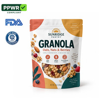Sachets personnalisés imprimés avec fermeture éclair et fenêtre transparente pour l'emballage alimentaire de granola, céréales, flocons d'avoine, noix et snacks
