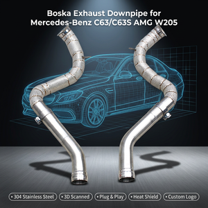 OEM Header Downpipe for Mercedes-Benz C63/C63S AMG W205 4.0T Performance <b>Car</b> Boska Exhaust Free Flow System <b>Polished</b> Finish - Product Image 1