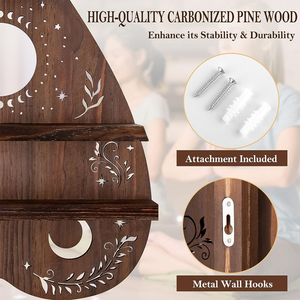 Crystal Storage Wall <strong>Shelf</strong> Display for Stone Vintage Pagan Crystal Holder Art Decor <strong>with</strong> Light Boho Organizer Wooden <strong>Shelf</strong> - Product Image 3