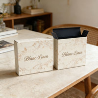 Boîte d'emballage cadeau de luxe moderne rectangulaire en papier cartonné à texture marbrée avec logo personnalisé imprimé, fabrication artisanale, impression quadricolore