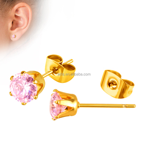 Offre Spéciale acier inoxydable élégant Six-Prong rond rose zircone <span class=keywords><strong>bijoux</strong></span> de beauté étincelants - Product Image 2