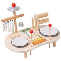 Wooden Drum Set for Toddlers, Montessori Musical Instruments Activity Table, Early Educational Percussion Toys, Birthday Gift