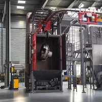 Máquina de granallado de doble gancho de alta calidad, nuevo motor PLC de pulido de descalcificación abrasivo industrial, descuento de precio