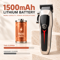 Alat Cukur Rambut Profesional Tanpa Kabel 7500RPM 2 Kecepatan Tipe C Isi Ulang 1200mAh Pisau Keramik Barber Trimmer 6 Guide Rumah Tangga RV