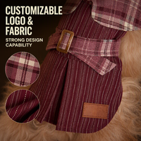 Manteau de chien vintage britannique en laine Angora rouge, motif à carreaux et rayures, vêtement de luxe pour chien, personnalisable OEM