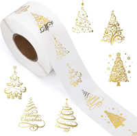 Set di Adesivi Natalizi Personalizzati con Stampa di Cartoni Animati Carini, Etichette Decorative in Carta Sintetica per Confezioni