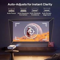 Projecteur intelligent Aurzen EAZZE D1G compatible 4K, Google TV, mise au point automatique et correction trapézoïdale, audio Dolby, zoom, film, mini projecteur portable