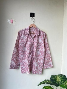 ชุดชุดนอน100% 2ชิ้นสำหรับใส่ฮันนีมูนเสื้อกางเกงผ้าฝ้ายออร์แกนิกชุดอินเดียพิมพ์ลายดอกไม้ระบายอากาศสำหรับฤดูร้อน - Product Image 4