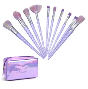10 Piece Professional Makeup Brush Set Rainbow Color Cosmetic Brushes Private Label Makeup Brushes