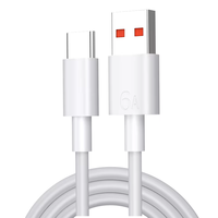 Cable USB Tipo C de Carga Súper Rápida 6A, Cable de Datos de Carga Rápida de 1m, Cable USB-C para Teléfonos Android Xiaomi