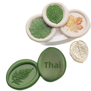 Série de tampons à cire métalliques à texture d'érable, de lotus et de feuille de menthe avec motif en relief de forme spéciale - Product Image 5