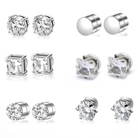 Clips d'oreille magnétiques brillants en CZ, sans perçage, avec sertissage griffe, fausses boucles d'oreilles, bijoux d'oreille tendance, vente en gros
