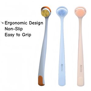 Limpiador de <span class=keywords><strong>Lengua</strong></span> de Doble Cara de Goma Suave con Mango de Plástico Antideslizante, Ecológico, Libre de BPA, con Logotipo Personalizado por Impresión Láser - Product Image 4