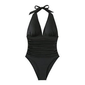 2025 mujeres Sexy cuello en V <span class=keywords><strong>de</strong></span> una pieza traje <span class=keywords><strong>de</strong></span> <span class=keywords><strong>baño</strong></span> Logo cintura Color sólido Bikini playa Hot Spring traje <span class=keywords><strong>de</strong></span> <span class=keywords><strong>baño</strong></span> para <span class=keywords><strong>Amazon</strong></span> Europeo Americano - Product Image 5