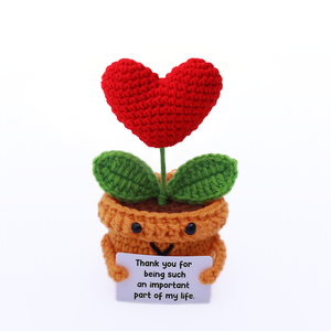 Regalos de Amor en Varios Estilos, Corazón Rojo de Peluche Tejido, Flor de Ganchillo Hecha a Mano con Tarjeta de Afirmaciones Positivas - Product Image 5