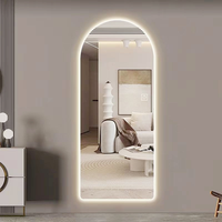 Vente directe en usine forme contemporaine arquée Led pleine longueur bord lumière sans cadre corps complet miroir LED