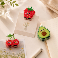 Clips personnalisés en acrylique et PP pour agenda, reliure de papier, notes, dessins animés, fruits, Kawaii, imprimés UV, gravés au laser, transparents, décoratifs, vente en gros