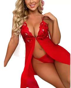 X1925 all'ingrosso abito in pizzo a rete trasparente per donna vestito da notte Sexy per luna di miele Sexy apertura frontale da donna mutandine Sexy Lingerie - Product Image 2