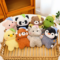 Jouet en peluche en polyester mignon avec rembourrage en coton PP, pendentif pingouin 'Bonne Nuit Bébé', petit raton laveur, dinosaure, poupée compagnon de bureau