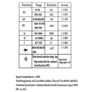 Ce dc דיגיטלי מד מתח dc/ac מתח זרם 600a trms רב-טימטר עם מדידת תדר ncv/טמפרטורה - Product Image 4