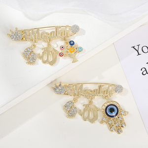 Broche de Segurança Mashallah, Amuletos Islâmicos Muçulmanos de Mão e Pé <span class=keywords><strong>Hamsa</strong></span>, Alfinete de Lapela para Hijab e Abaya, Presente de Joia para Ramadã e Eid - Product Image 2