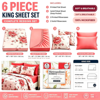 Ensemble de draps en microfibre écologique à motif végétal tissé, 6 pièces, super doux, poche profonde de 14 pouces, pour la maison et l'hôtel