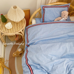 100% bông hiện đại màu xanh dễ thương Gấu ba-mảnh <span class=keywords><strong>bedding</strong></span> <span class=keywords><strong>Set</strong></span> với 400TC kháng khuẩn & bụi-proof tính năng cho các Trường Mẫu Giáo - Product Image 1