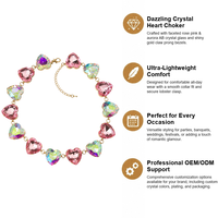 Grand collier cœur en cristal rose AB 27 mm, élégant et simple, avec cristaux multicolores, pour défilé de mode, pour femme