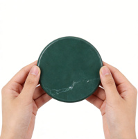 Lot de 4 sous-verres de luxe en marbre vert, résistants à la chaleur, durables, réutilisables, avec support de rangement, tapis de protection de table personnalisés