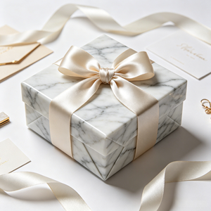 Lazo de Raso Brillante con Textura de Mármol de Lujo, Lazo Preformado para Envoltura de Regalos de Lujo, Adorno para Bodas y Fiestas - Product Image 2