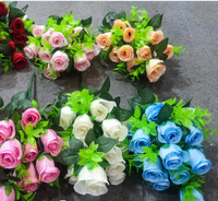 D35 Seiden-Kunstblumenstrauß 18 Blüten, 24 Blüten, 36 Blüten Künstliche Rosen-Blumenkombination Künstliche Rosenblumen