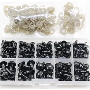 100 pièces 6-12mm yeux de sécurité en plastique noir pour jouets Amigurumi Diy Kit artisanat teddy dybear jouet oeil pour poupée décoration accessoires