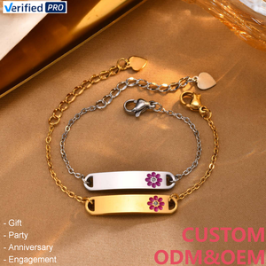 Bracelets personnalisés en acier inoxydable CAIOOCHE avec logo, plaqués or, émaillés, motif fleur, pour enfants et bébés, pour la fabrication de bijoux - Product Image 1