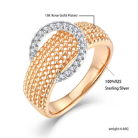 Bague Statement Bicolore en Maille, Large Bande Entrelacée Ovale Pavée, Bijou de Mode pour Femme, Bague de Mariage