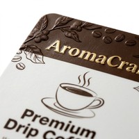 Étiquettes de café personnalisées en papier couché mat, écologiques et recyclables, avec gaufrage à chaud doré pour l'emballage de sachets de thé et de boîtes de conserve