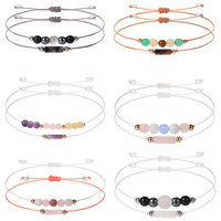 Ensemble de bracelets en pierres naturelles de conception originale, améthyste, œil de tigre, pierre de lune, cristal, bracelets pour couple - Cadeau pour le bureau/la carrière