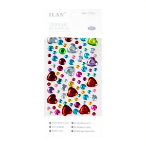Adesivi con strass Ilan 6-20 mm multicolori a forma di cuore e stella per nail art - Product Image 1